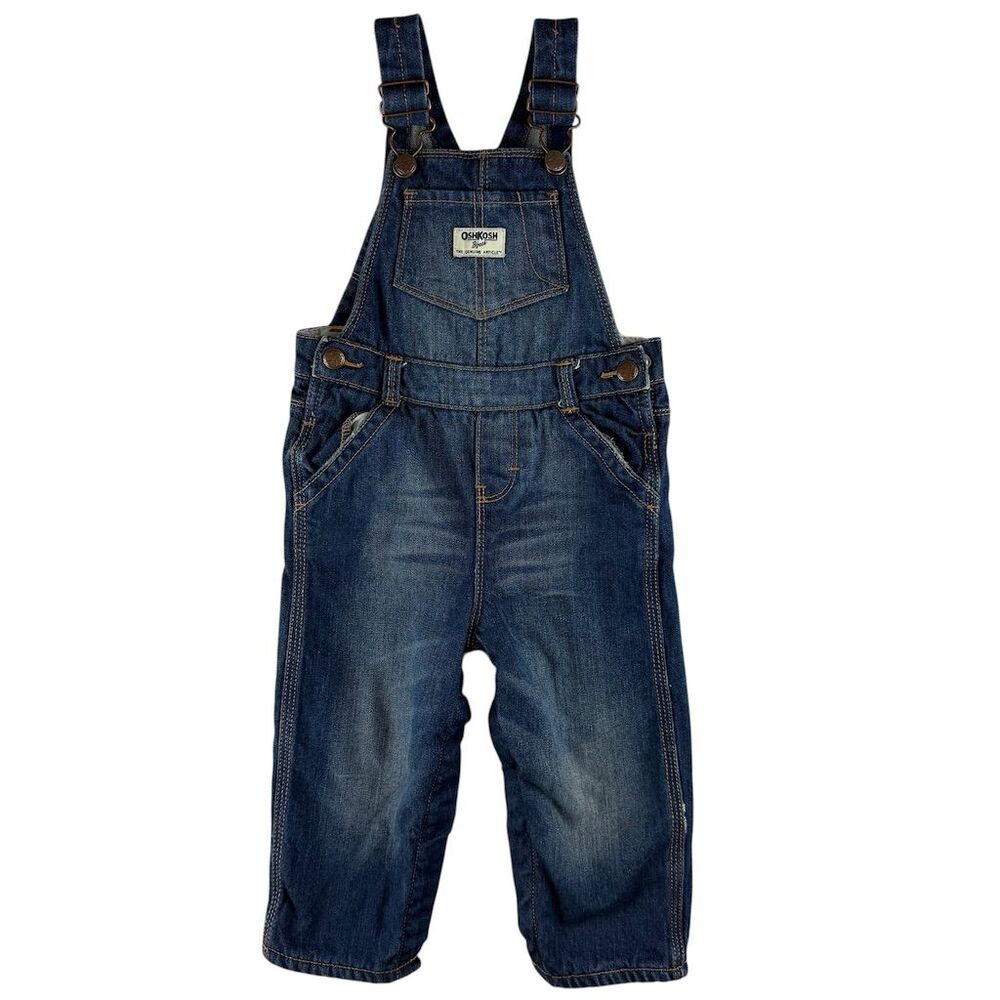 OshKosh B'gosh Baby Denim Overalls Fleece Lined Size 24M Blue